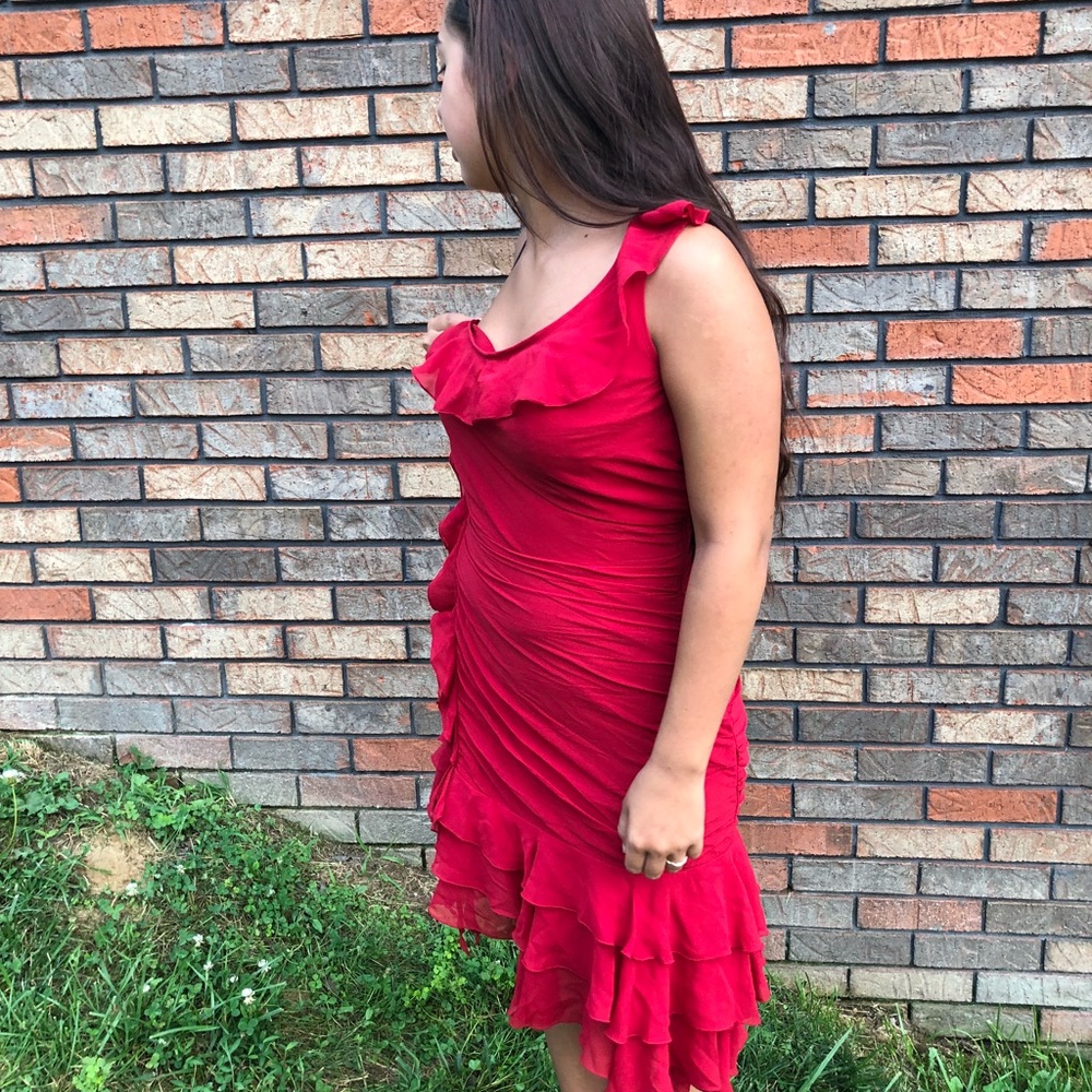 EXPRESS 100% SILK RED SEXY ONE SHOULDER SIZE 8 - Picture 6 of 8